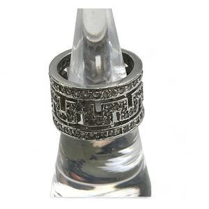 Vintage Heavy Sterling Silver Greek Key Rhinestone Band – Size 5.5 (8.55g)